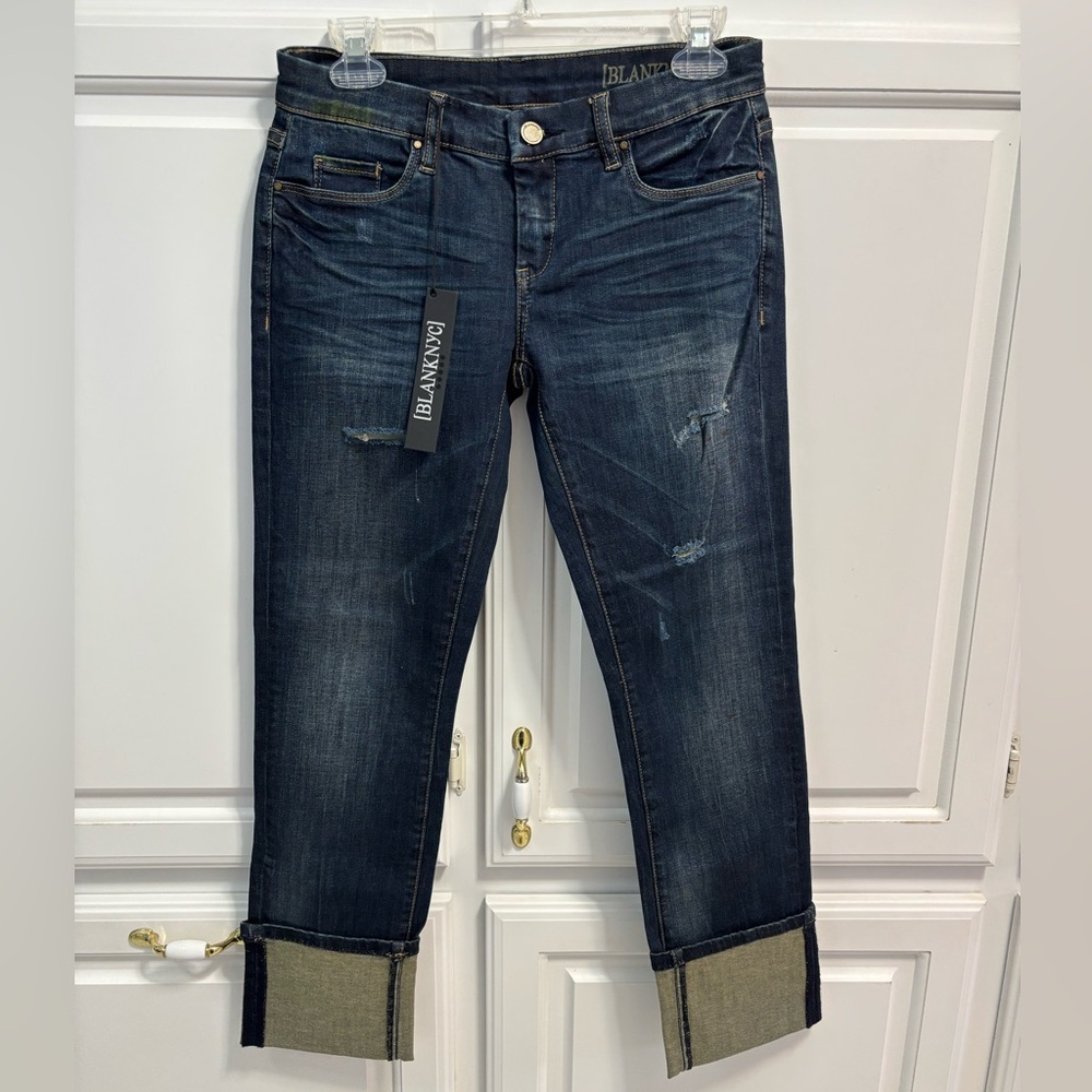 Blank NYC Point Boy Slim Straight Cuffed Dark Wash Denim Jeans NWT Size 26
